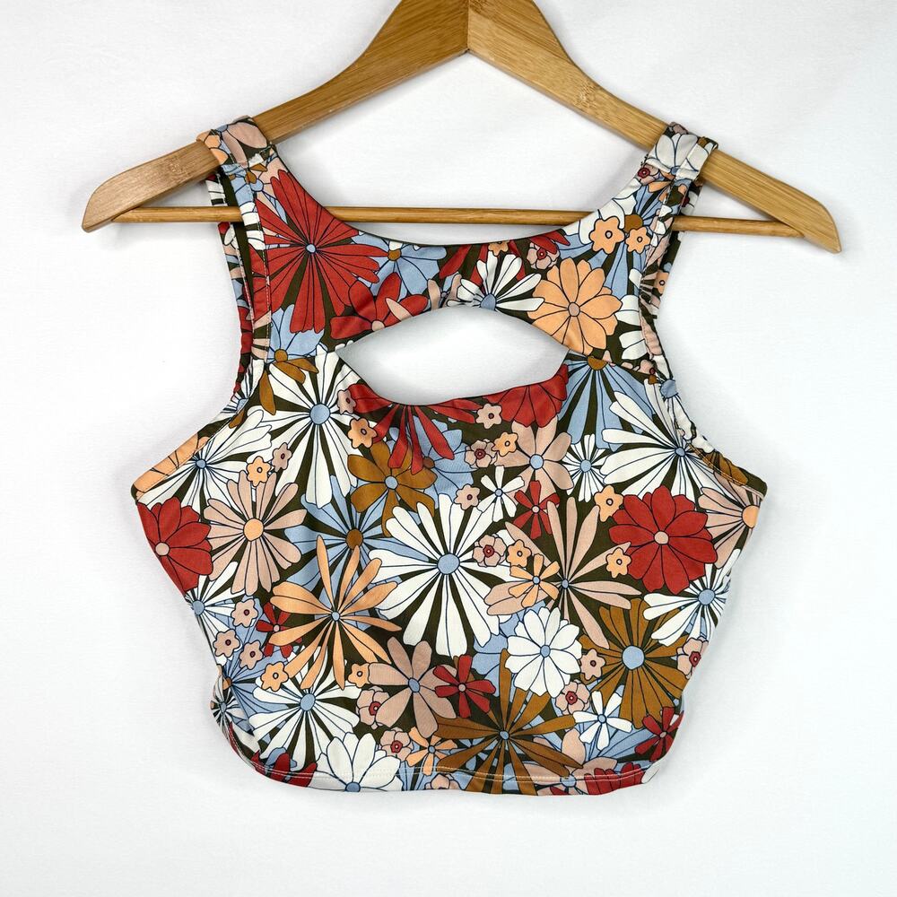 SO Floral Cutout Sports Bra Crop Top